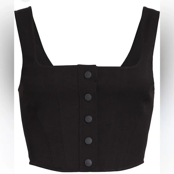 WAYF crop top navy blue Cora Snap front button top corset Dollskill free people - Picture 5 of 15